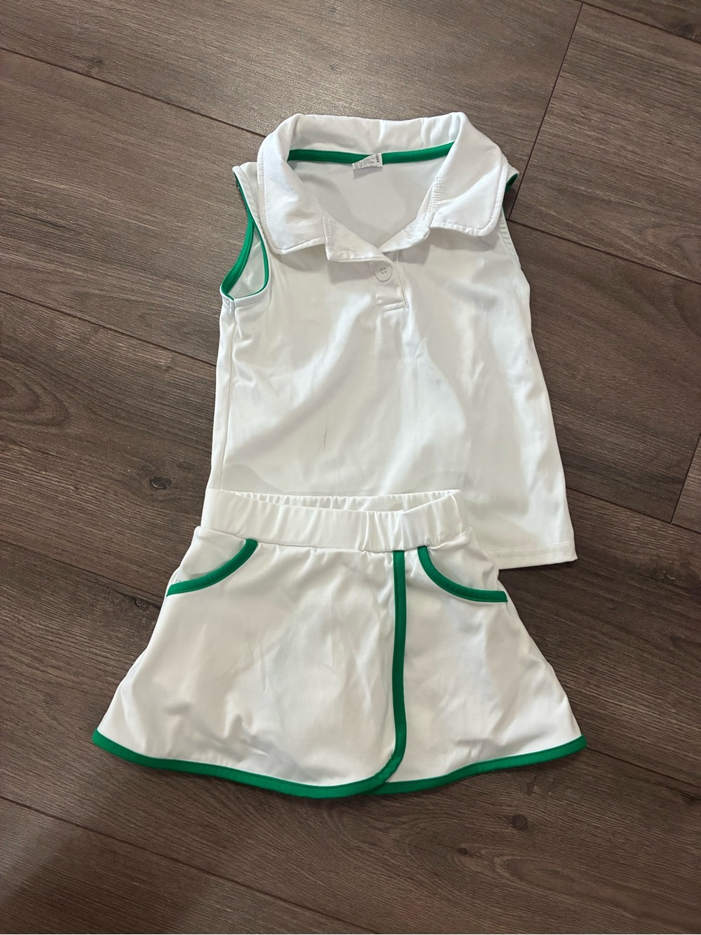 White and green girls tennis set. From a local boutique